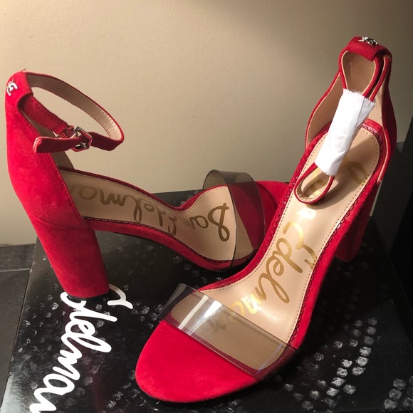 Sam Edelman Shoes - Sam Edelman Clear, Red Suede sandals